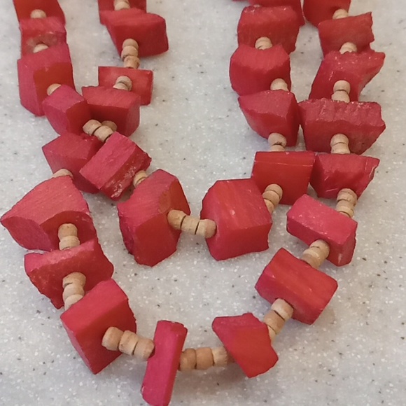 Wooden Square Beaded Necklace - Picture 2 of 4